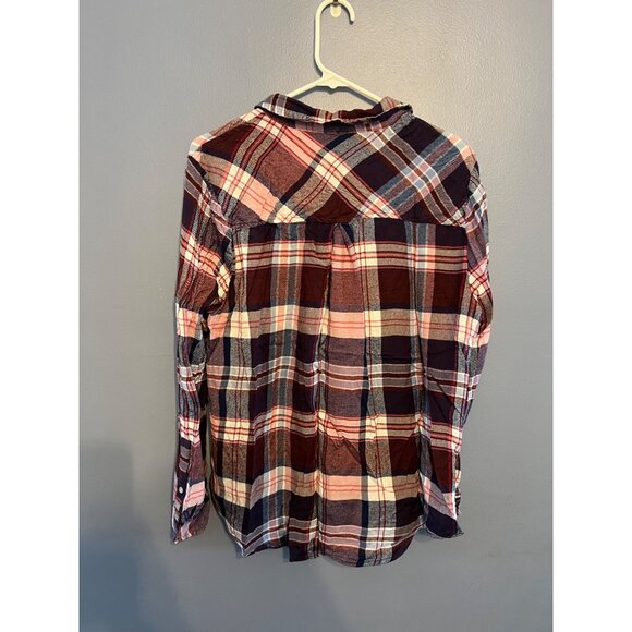 Lucky Brand Women’s Pink & Blue Flannel Button Up Size XL, Extra Soft Material - Picture 5 of 5